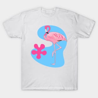 Flamingo with Retro Shapes T-Shirt